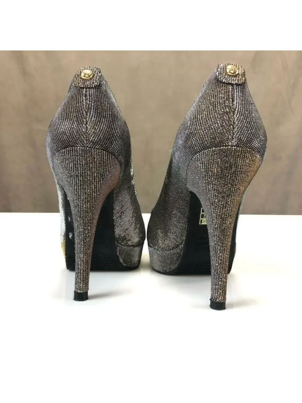 STUART Weitzman Shoes for Russell & Bromley metallic sparkle platform pumps